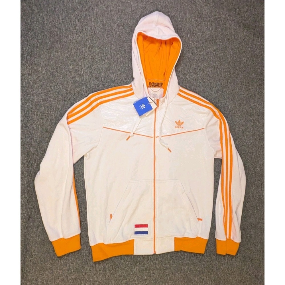 Adidas 1982 Netherlands National Team Soccer Track Jakcet White Orange Sz Large